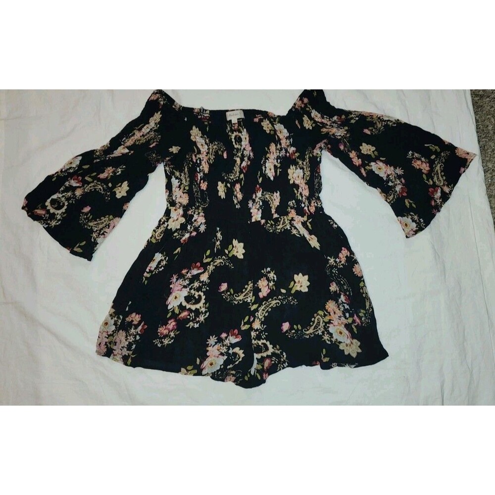 ALTAR’D STATE Multicolored On/Off The Shoulder Romper Gauzy Shorts Sz Large